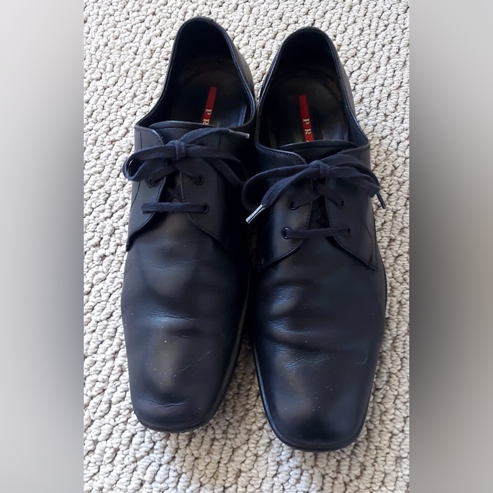 Prada Black Leather Oxford Shoes